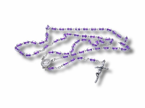 Różaniec kryształkowy fioletowy (nitka) 45cm