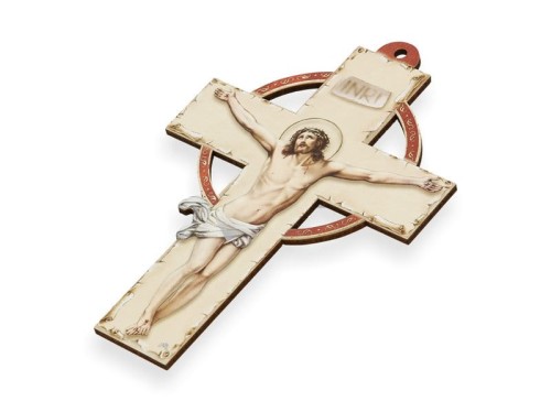 Krzyż pastelowy z wizerunkiem Jezusa - 15cm