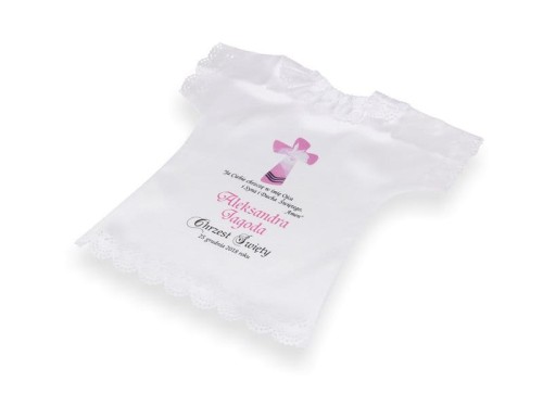 Świeca i szatka do chrztu z imieniem i ozdobnym stroikiem MGIEŁKA (szatka)