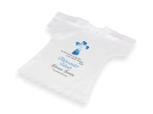 Świeca i szatka do chrztu z imieniem i ozdobnym stroikiem MGIEŁKA (szatka)