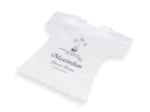 Świeca i szatka do chrztu z imieniem i ozdobnym stroikiem MGIEŁKA (szatka)