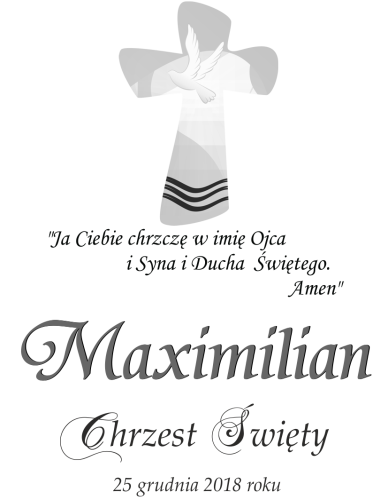 Świeca i szatka do chrztu z imieniem i ozdobnym stroikiem MGIEŁKA (szatka)