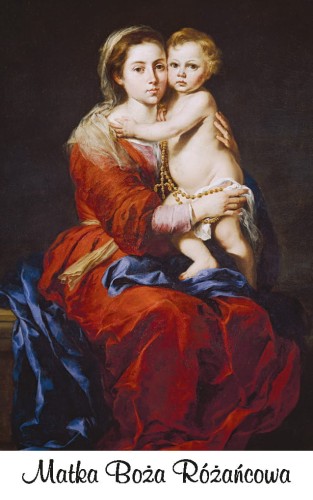 Karta modlitwa - Matka Boża Różańcowa 8,5x5,4 cm