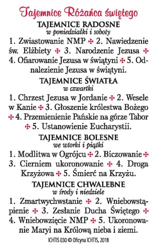 Karta modlitwa - Matka Boża Różańcowa 8,5x5,4 cm