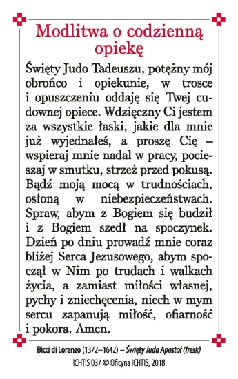 Karta modlitwa - św. Juda Tadeusz