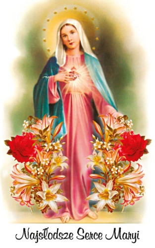 Karta modlitwa - Najsłodsze Serce Maryi 8,5x5,4 cm