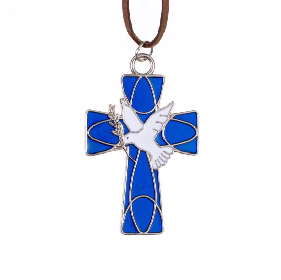 Krzyż Duch Święty z rzemykiem - (Blue)