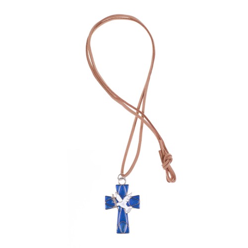 Krzyż Duch Święty z rzemykiem - (Blue)