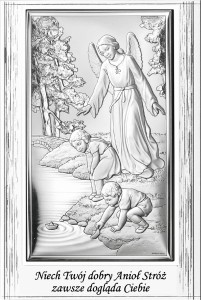Obrazek srebrny - Twój dobry Anioł Stróż - 9x13,5 cm