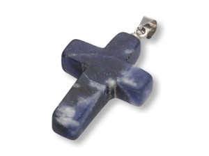 Krzyżyk z kamienia szlachetnego SODALIT - 2,5cm 
