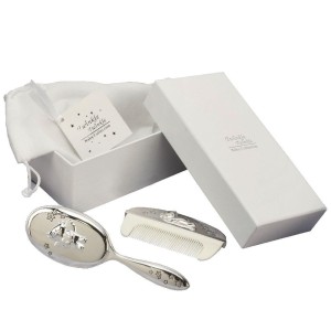 Zestaw posrebrzany Grzebyk Szczotka - Pamiątka prezent dla dziecka