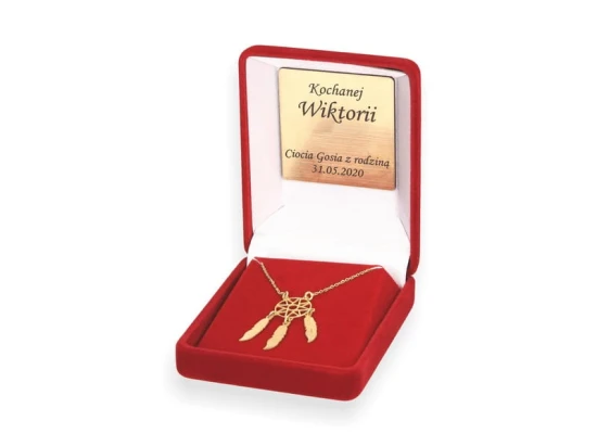 Pozłacany naszyjnik ŁAPACZ SNÓW prezent grawer Dreamcatcher