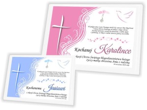 Wyjątkowa pamiątka na białym podkładzie - Pamiątka Chrztu Świętego z medalikiem