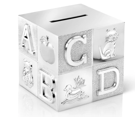 Błyszcząca skarbonka kostka ABC