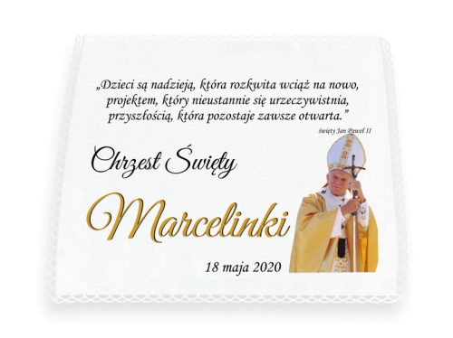 KRZYŻMO szatka do Chrztu Św. - JUBILEUSZ - rok 2020 rokiem św. Jana Pawła II