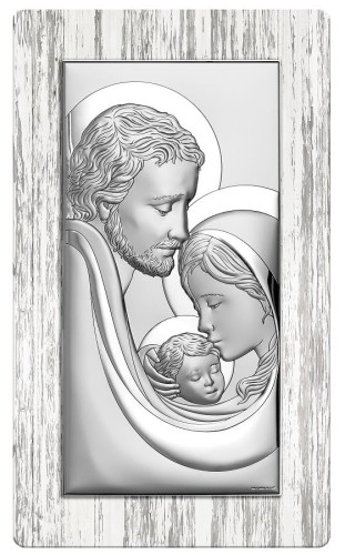 Obrazek srebrny - Święta Rodzina na drzewie Shabby chic