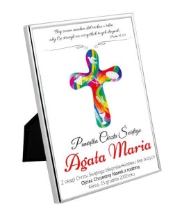 Silver Bambino - obrazek w srebrnej ramie z życzeniami i personalizacją PREZENT Pamiątka