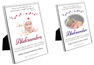 Silver Bambino - obrazek w srebrnej ramie zdjęcie i personalizacja PREZENT Pamiątka SZAFIR & CHERRY