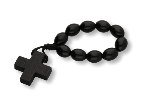Dziesiątek różańca z czarnego drewna – mały, podręczny