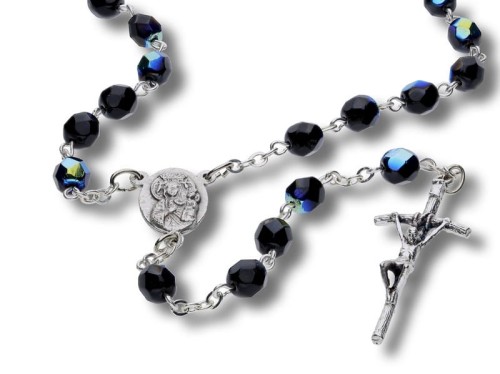 Różaniec kryształkowy granatowy 45cm