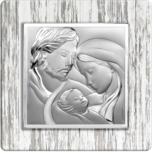 Obrazek srebrny - Święta Rodzina na drzewie Shabby chic