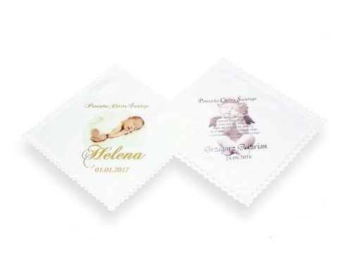 Szatka na Chrzest imię, data, dedykacja lub zdjęcie - Pamiątka Chrztu Świętego