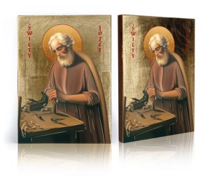 Ikona Święty Józef przy pracy z certyfikatem