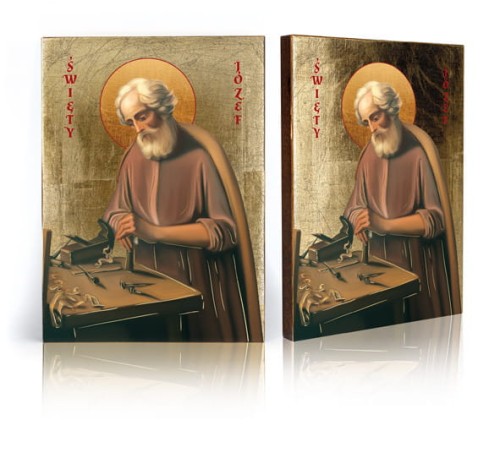 Ikona Święty Józef przy pracy z certyfikatem