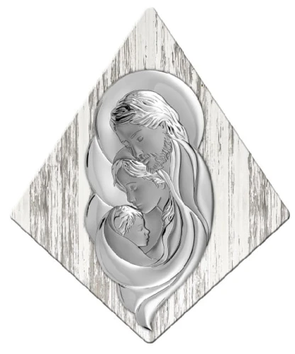 Obrazek srebrny - Święta Rodzina na drzewie Shabby chic - 16x20cm