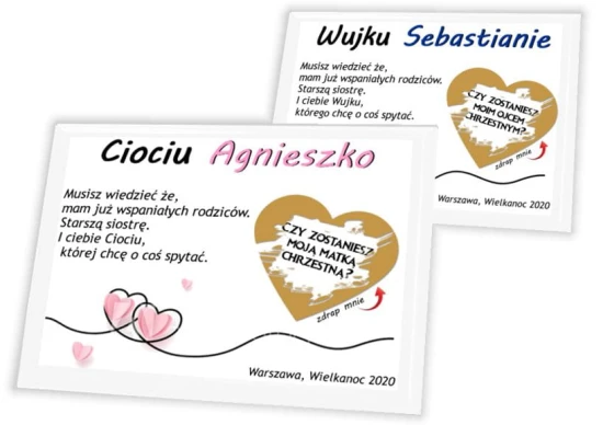 Pamiątka zdrapka na panelu - Pytanie do rodziców Chrzestnych