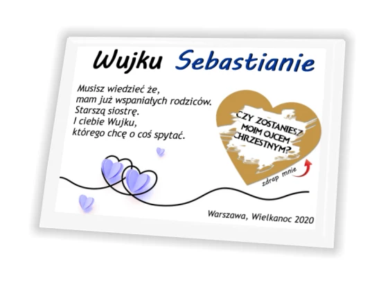 Pamiątka zdrapka na panelu - Pytanie do rodziców Chrzestnych