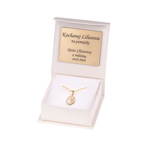 Złoty medalik z wisiorkiem ŁEZKA łańcuszek pr. 585 DEDYKACJA