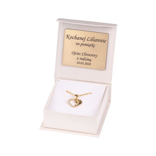 Złoty medalik z wisiorkiem SERCE łańcuszek pr. 585 DEDYKACJA