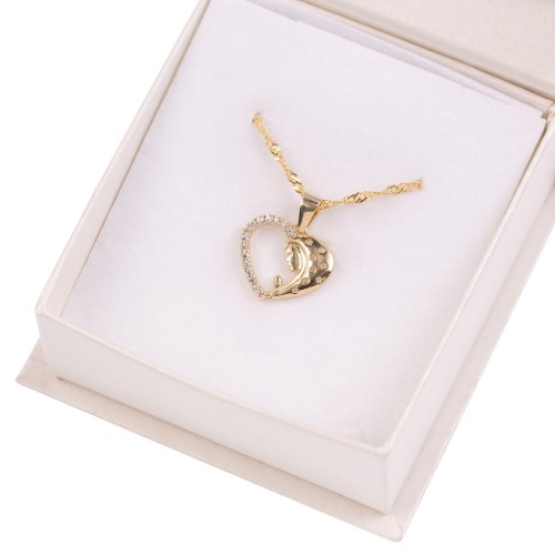 Złoty medalik z wisiorkiem SERCE łańcuszek pr. 585 DEDYKACJA