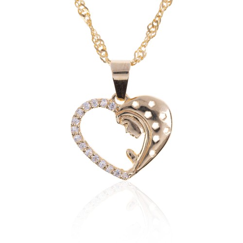 Złoty medalik z wisiorkiem SERCE łańcuszek pr. 585 DEDYKACJA