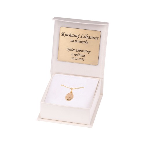 Złoty CUDOWNY MEDALIK łańcuszek pr. 585 DEDYKACJA