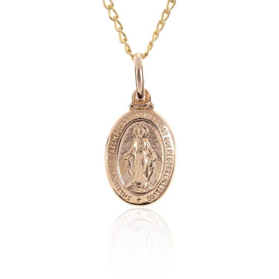 Złoty CUDOWNY MEDALIK łańcuszek pr. 585 DEDYKACJA