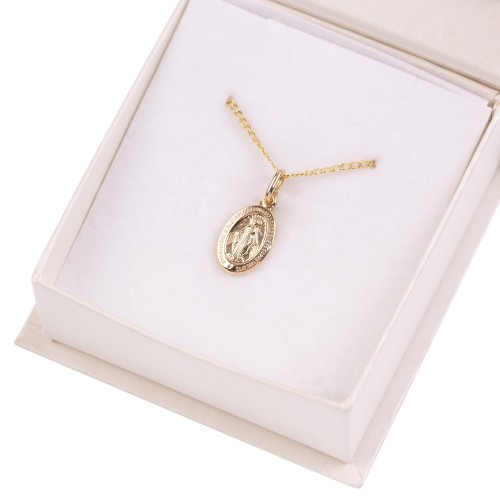 Złoty CUDOWNY MEDALIK łańcuszek pr. 585 DEDYKACJA