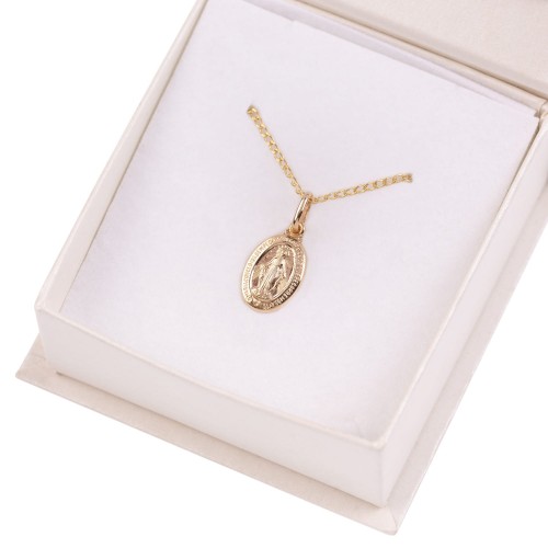 Złoty CUDOWNY MEDALIK łańcuszek pr. 585 DEDYKACJA