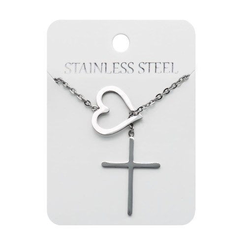 Naszyjnik - serce - krzyż - Stainless Steel