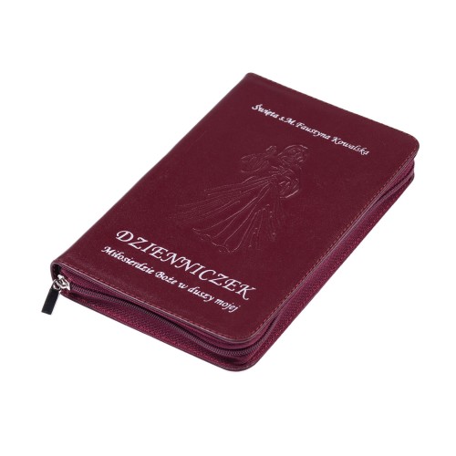 Dzienniczek św. Faustyny Miłosierdzie Boże w duszy mojej. Skóra naturalna zamek bordo