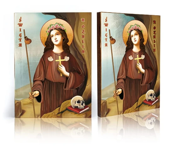 Ikona Święta Rozalia - patronka chroniąca od zarazy z certyfikatem - 17x23cm