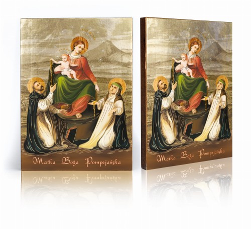 Ikona Matka Boża Pompejańska z certyfikatem - 17x23cm