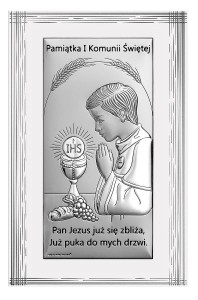 Obrazek srebrny - I Komunia Święta CHŁOPIEC - [różne rozmiary]