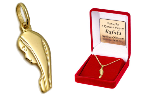 Złoty medalik MATKA BOSKA łańcuszek pr. 585 DEDYKACJA