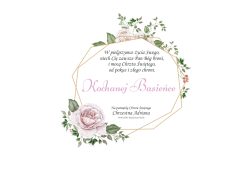 Ramka - CHRZEST słodki róż