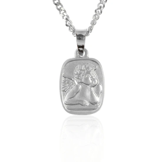 Srebrny medalik ANIOŁEK łańcuszek pr. 925 DEDYKACJA