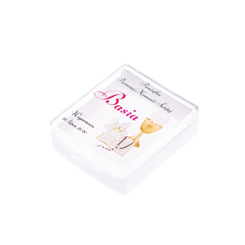 Pudełeczko na różaniec z nadrukiem UV - KOMUNIA