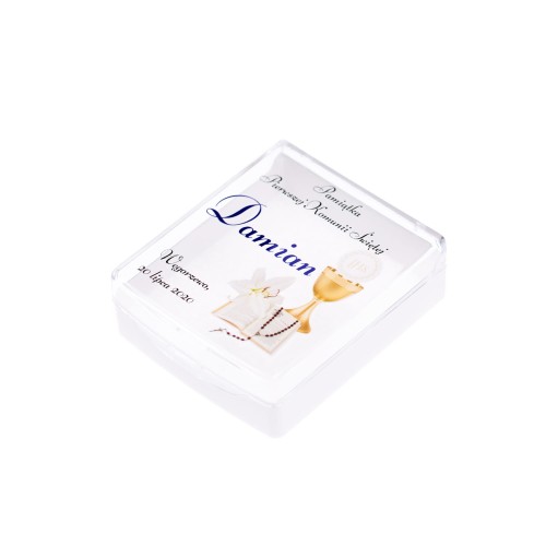 Pudełeczko na różaniec z nadrukiem UV - KOMUNIA