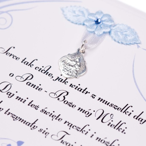 Wyjątkowa pamiątka na białym podkładzie - prezent z medalikiem Chrzest Święty NADRUK UV